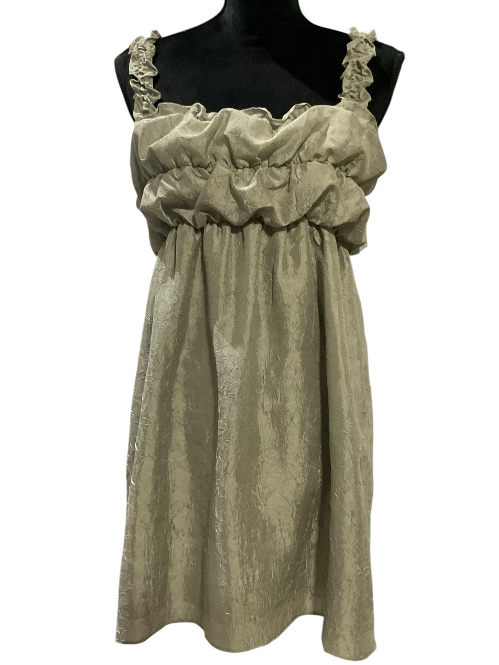 Storia Sage colored Ruffle-Trim Textured Mini Dress Size Medium